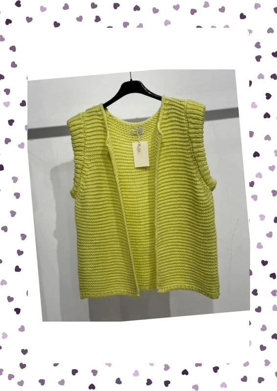 Gilet sporty‑chic sans manches – Jaune citron vert – Taille unique